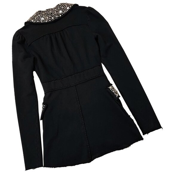 Fancy Silver Studs Women's Black Blazer Jacket - Picture 3 of 7